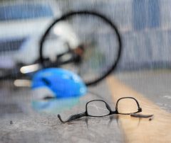 bicycle accident in the rain