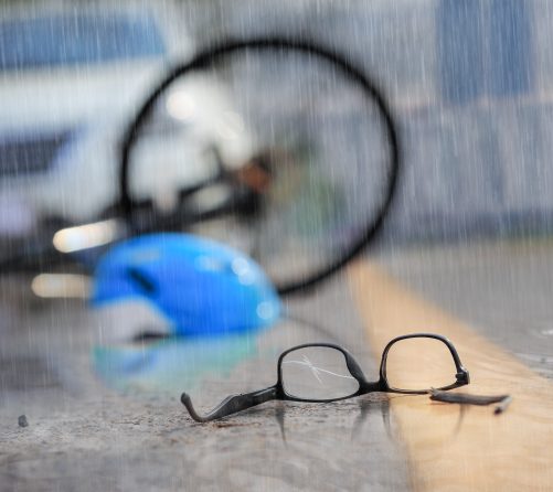 bicycle accident in the rain